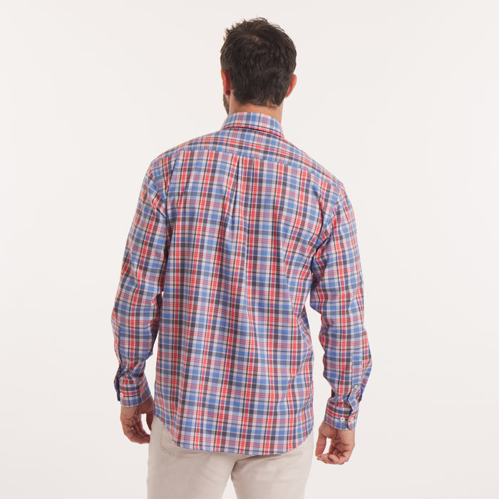 Navy & Red Plaid | On Model | Back