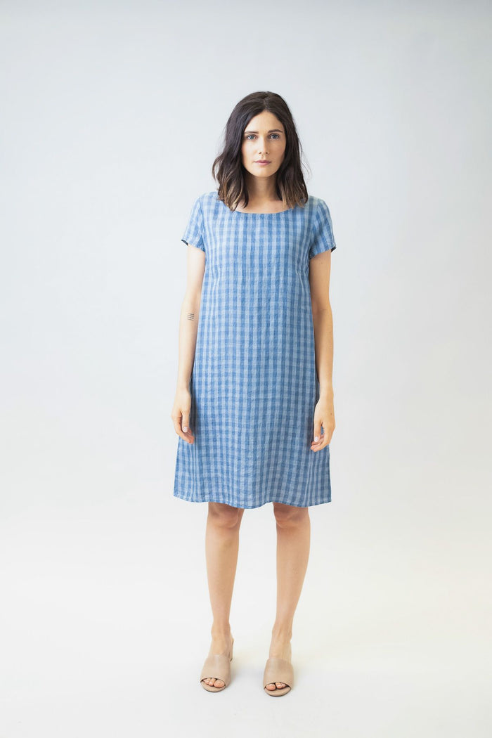 Women's Blue gingham mini dress | Naturals by O&J