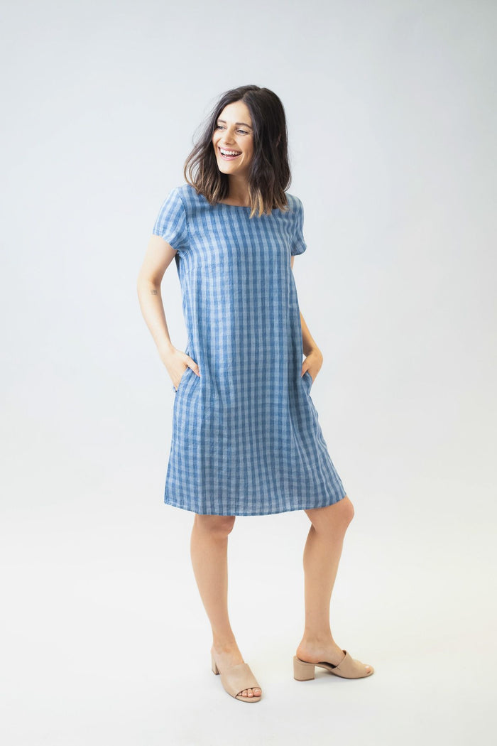 Naturals by O&J blue check dress for women