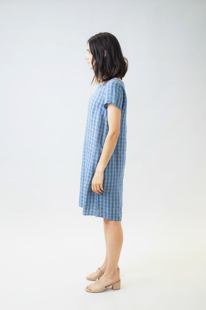 Blue check mini dress GA237 | Naturals by O&J