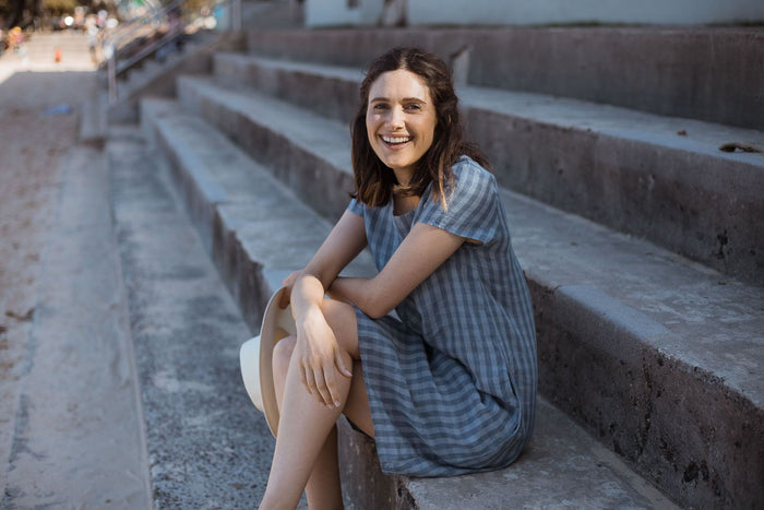 Women's Denim Check mini dress | Naturals by O&J