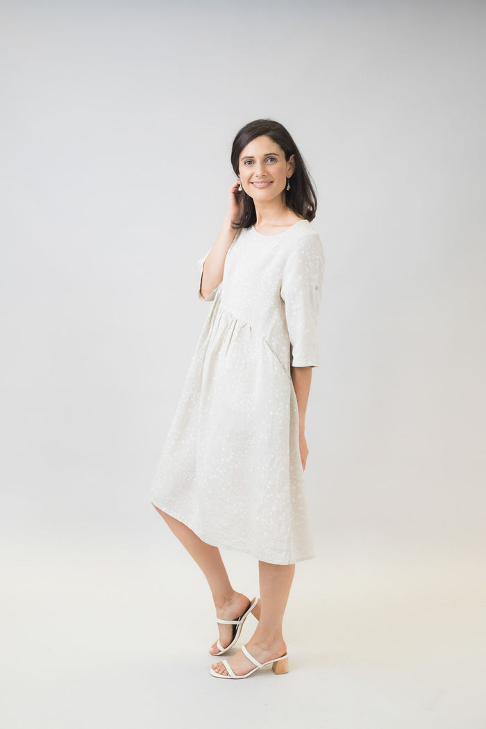 Naturals by O&J women's midi dress in a soft sand color