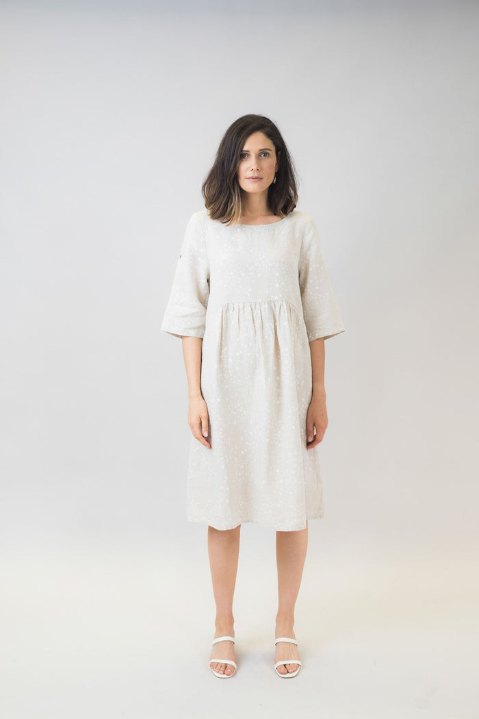 GA271 women's midi dress in a neutral sand tone