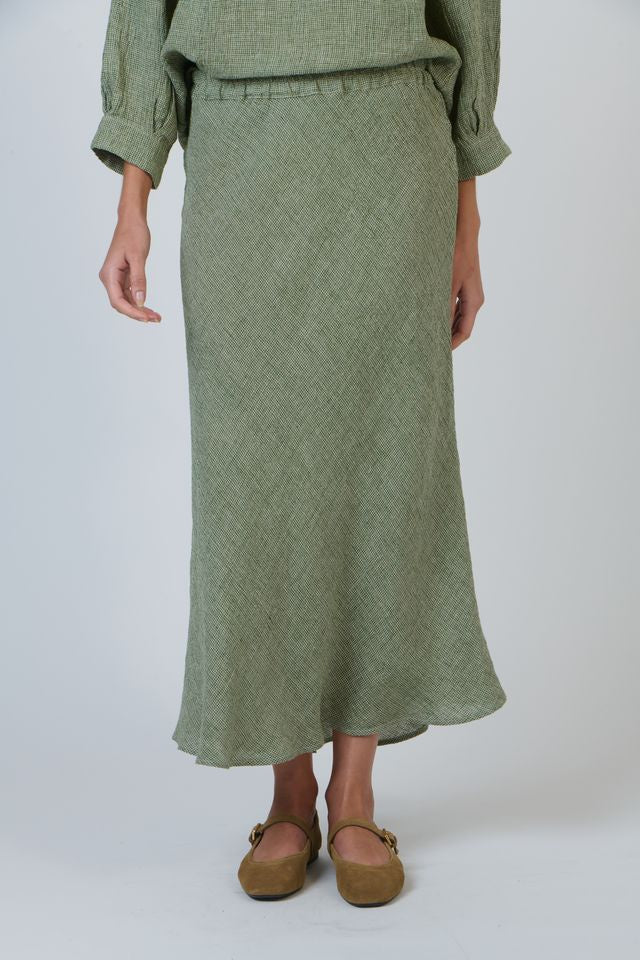 Green Woven Linen skirt | Gretel Lane