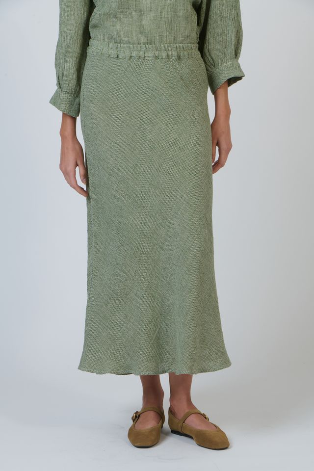 Green Woven Linen skirt | Gretel Lane