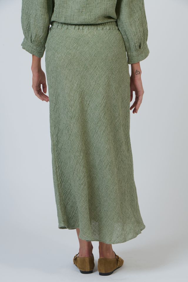 Green Woven Linen skirt | Gretel Lane