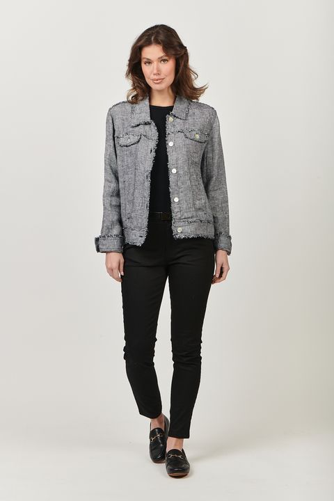 Naturals by O&J 100% linen jacket in Pepper