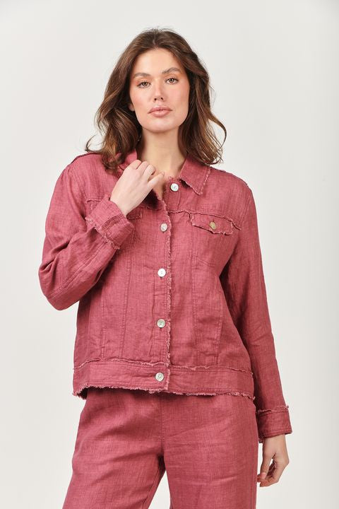 Naturals by O&J GA30 100% Linen Jacket - Rhubarb