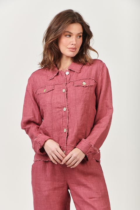 GA30 Linen Overshirt Jacket - Rhubarb