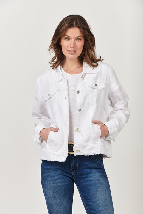 Naturals by O&J GA30 100% White Linen Jacket