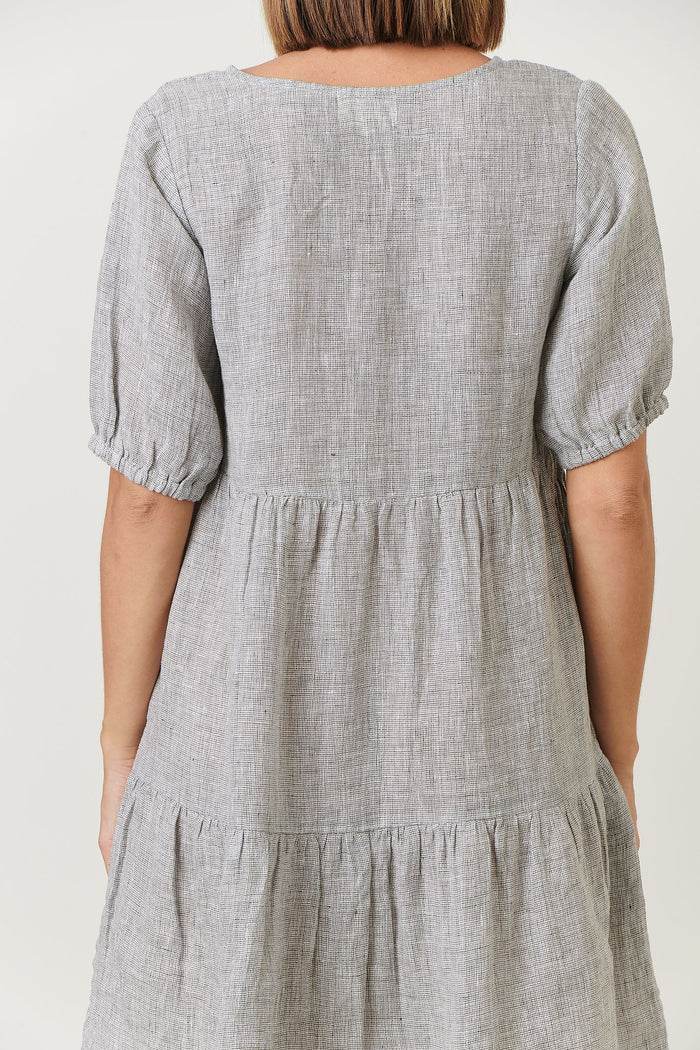 Tiered Linen Blend Mini Dress | Naturals by O&J