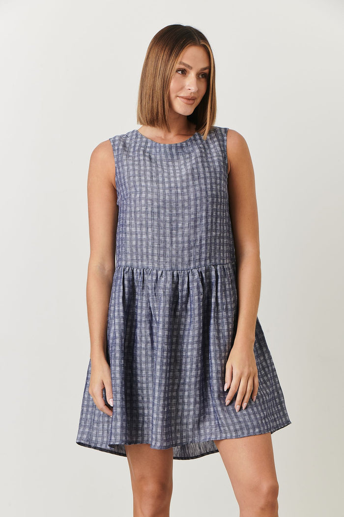 women’s mini dress by Naturals by O&J Midnight Matrix Check