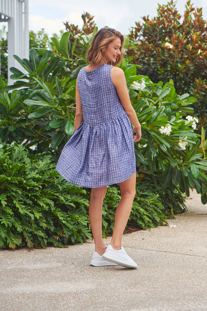 GA389 Midnight Matrix Linen Dress
