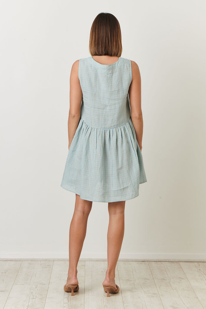GA389 Cancun Check mini dress | Naturals by O&J