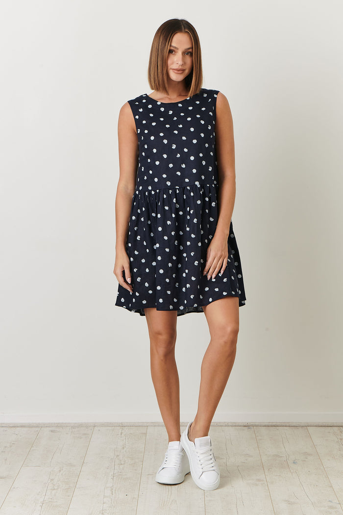 GA389 Confetti Dress Navy | Naturals by O&J