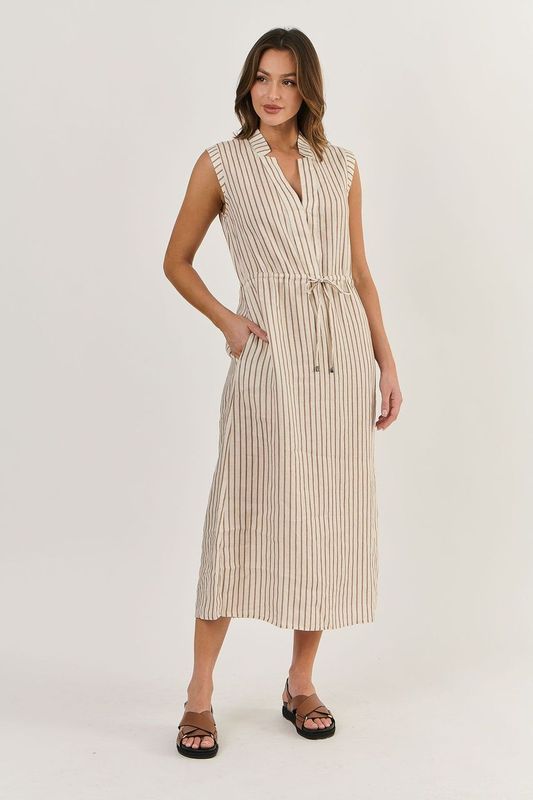 GA516 100% Linen Mid-shin Dress (Ginger Slice)