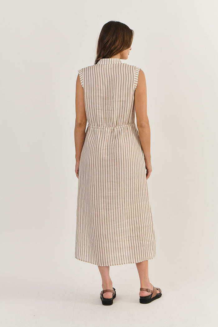 GA516 100% Linen Mid-shin Dress (Ginger Slice)