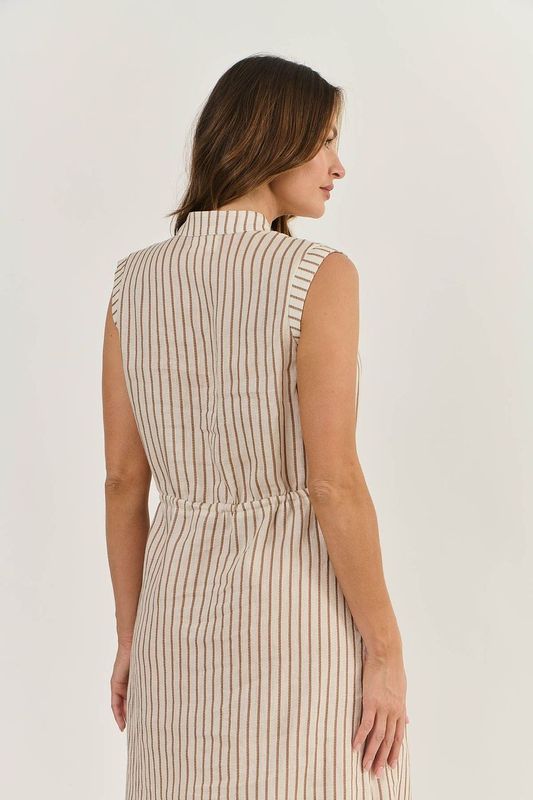 GA516 100% Linen Mid-shin Dress (Ginger Slice)
