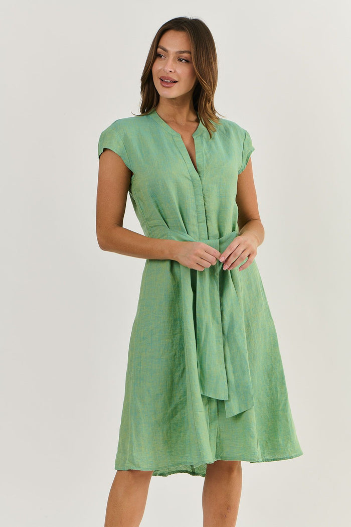 Green Tie Waist Dress | Naturals by O&J