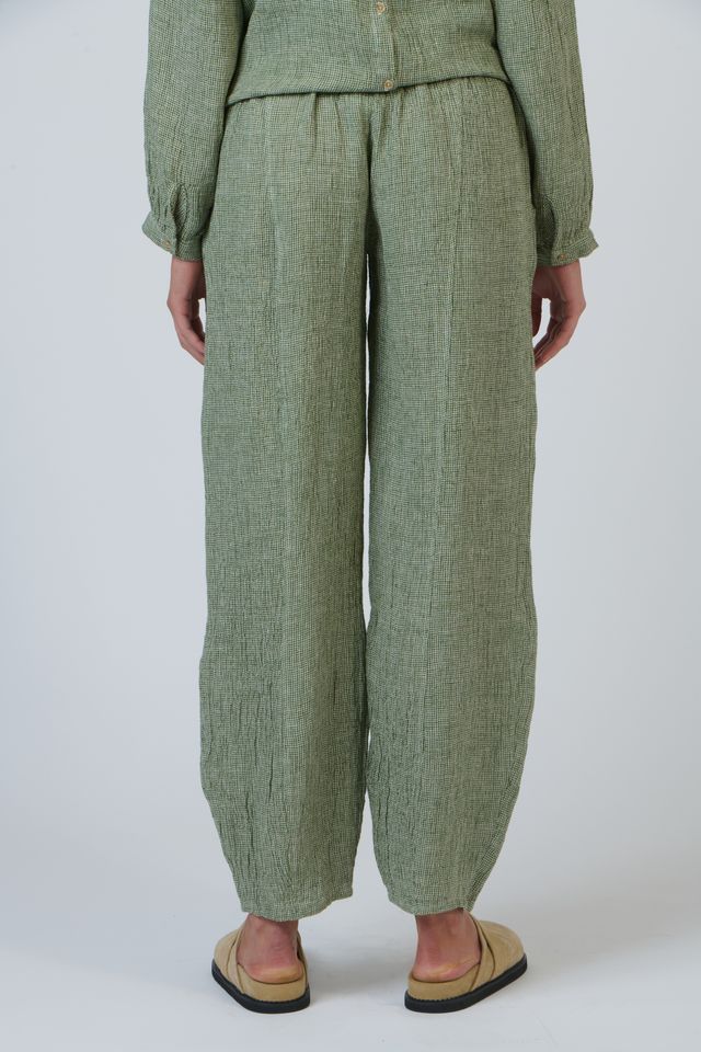 Green woven linen women's pants | Gretel Lane