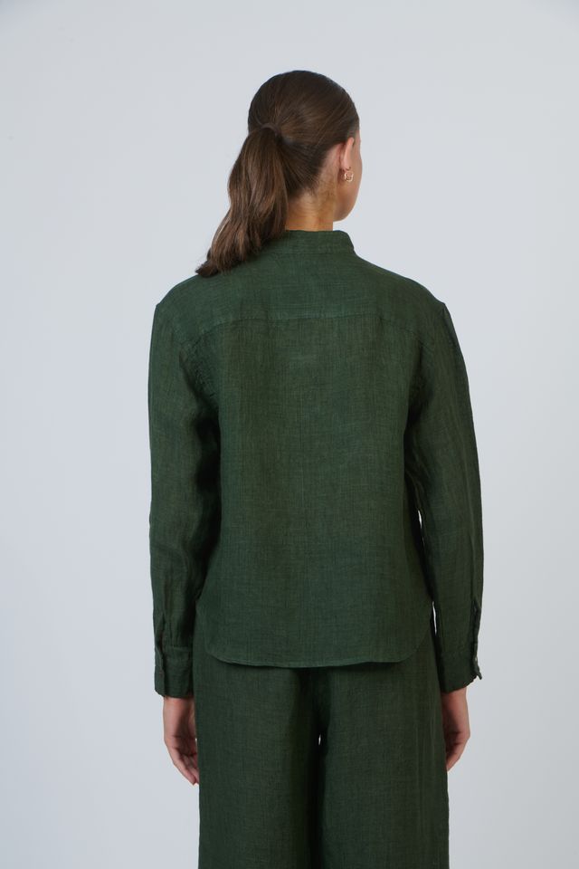 Women's Dark Green Pin-tuck Shirt | Gretel Lane