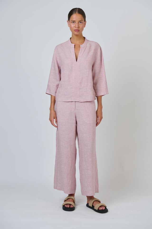 Naturals by O&J GA698 Women's Linen Wide Leg Pants Radish | Women's Clothing | Gretel Lane