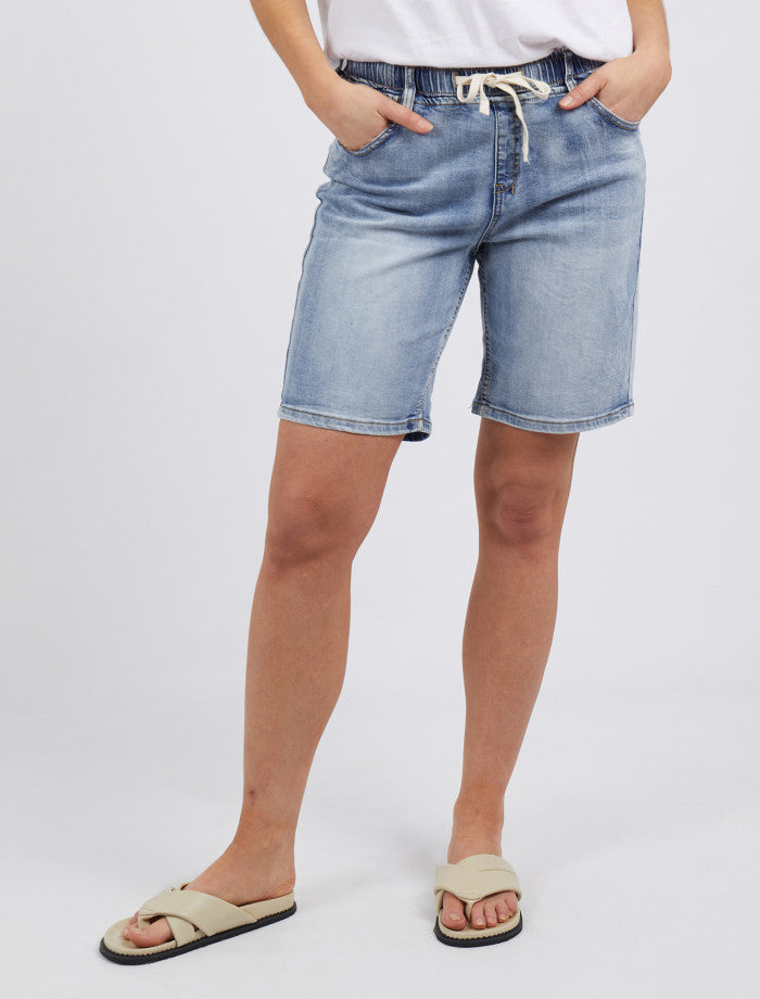 Foxwood Relaxed Fit Women's Knee Length Denim Shorts with Drawstring Waist