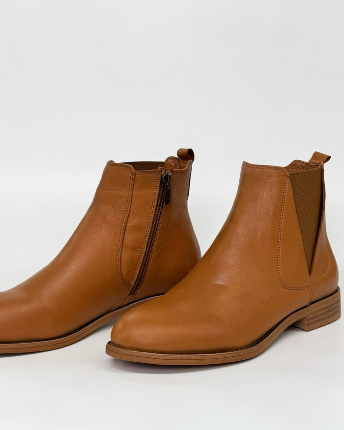 Sala Women's Gabby Ankle Leather Boot in Tan | Gretel Lane