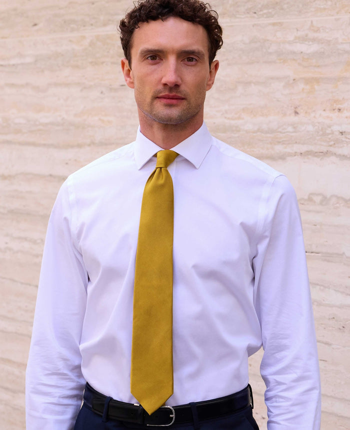 Gold Fine Twill Silk Tie