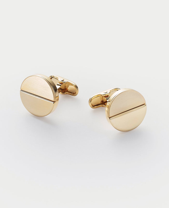 Men's Gold Rhodium Plated Circle Cufflinks