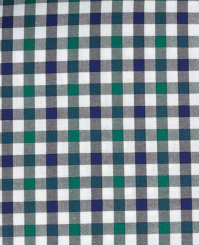 Men's Green Blue Poplin Gingham Check Slim Fit Casual Shirt fabric detail