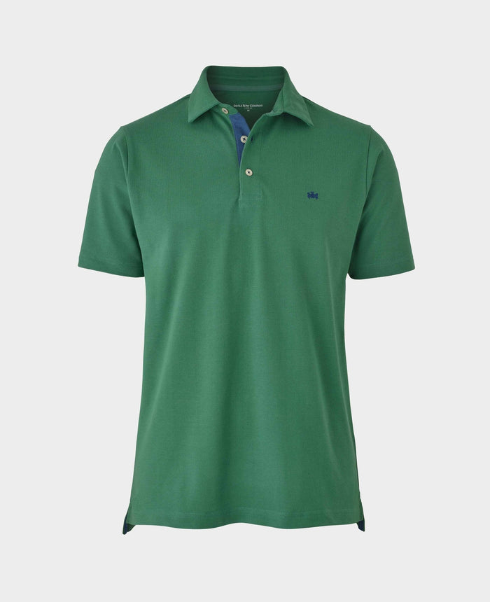 Men's Green Cotton Piqué Short Sleeve Polo Shirt mannequin shot