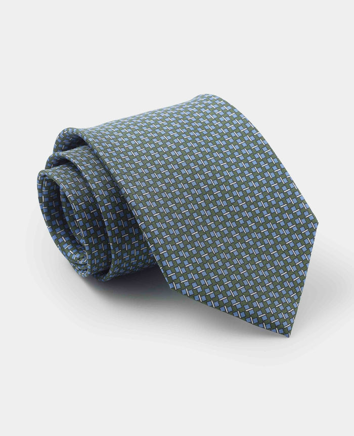 Men's Green Square Print Silk Tie