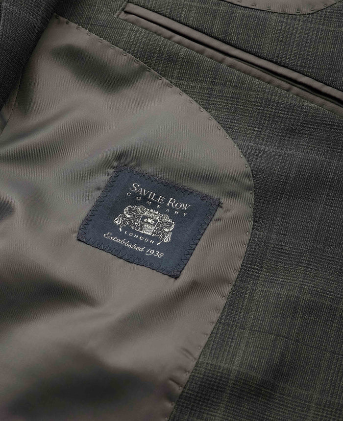 Men's Grey Prince of Wales Check Wool Blend Suit Jacket lining