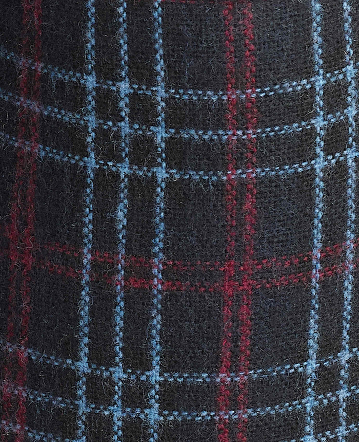 Men's Grey Red Blue Check Mule Slippers fabric detail