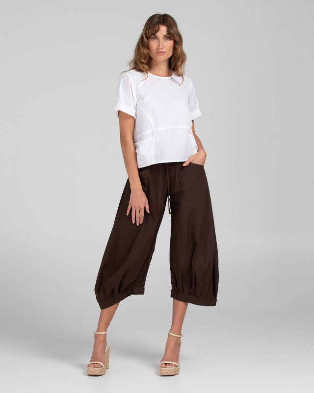Boom Shankar Women's 3/4 Brown Cotton Guru Pant | Gretel Lane