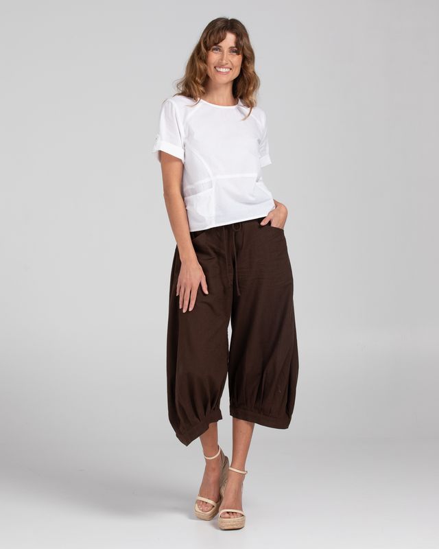 Boom Shankar Women's 3/4 Brown Cotton Guru Pant | Gretel Lane