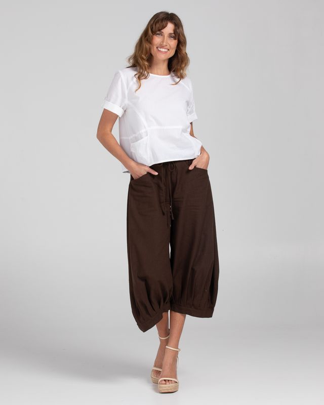 Boom Shankar Women's 3/4 Brown Cotton Guru Pant | Gretel Lane