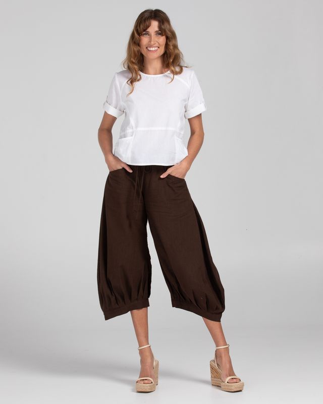 Boom Shankar Women's 3/4 Brown Cotton Guru Pant | Gretel Lane