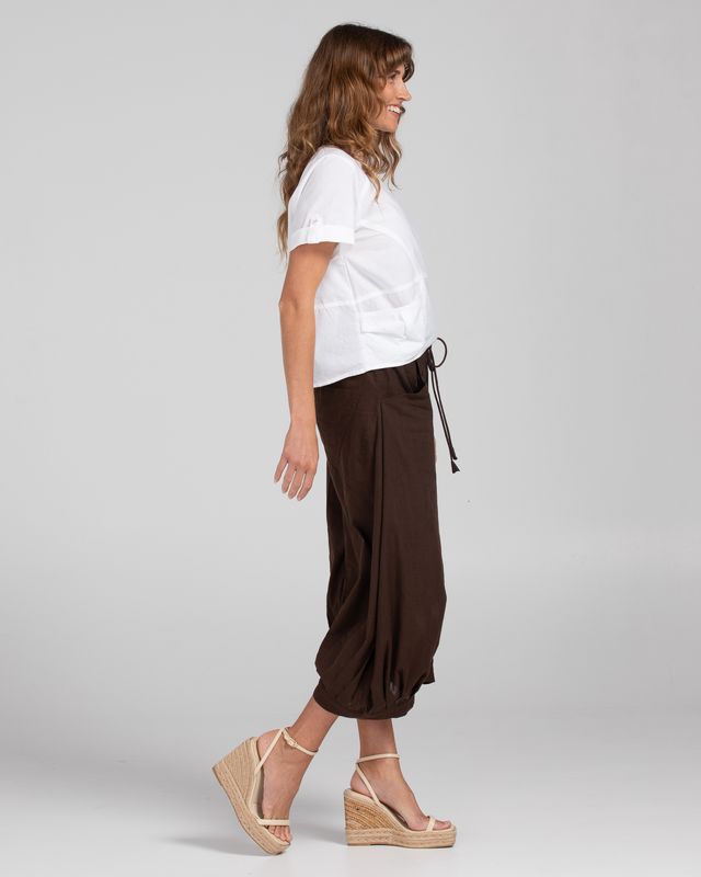Boom Shankar Women's 3/4 Brown Cotton Guru Pant | Gretel Lane