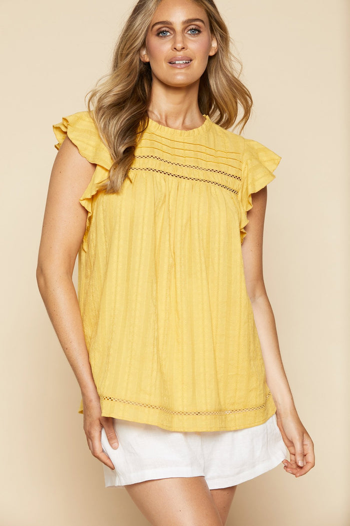 100% natural cotton flutter sleeves tank | Isle of Mine