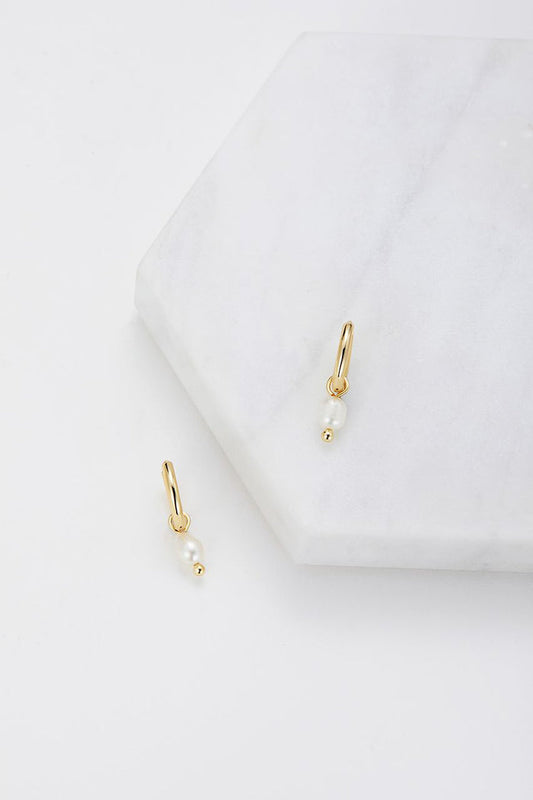 Zafino Heidi Small Pearl Drop Hoop Gold | Women's Earrings | Gretel Lane