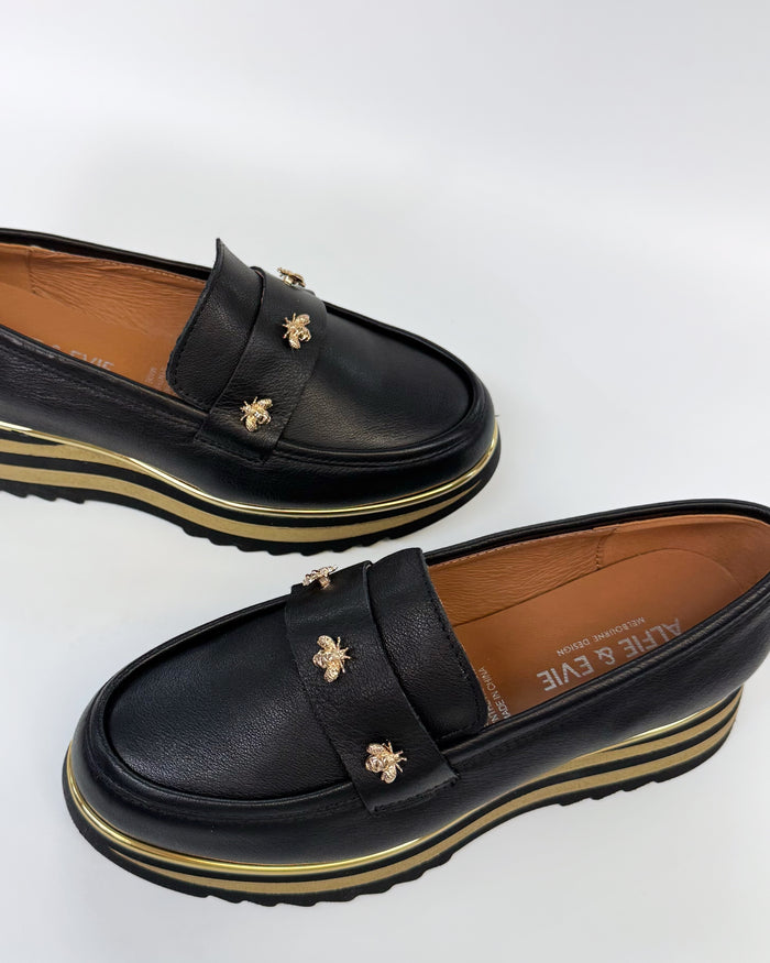 Alfie + Evie Hickory Women's Bee Flatform Loafer Black Leather | Women's Footwear | Gretel Lane
