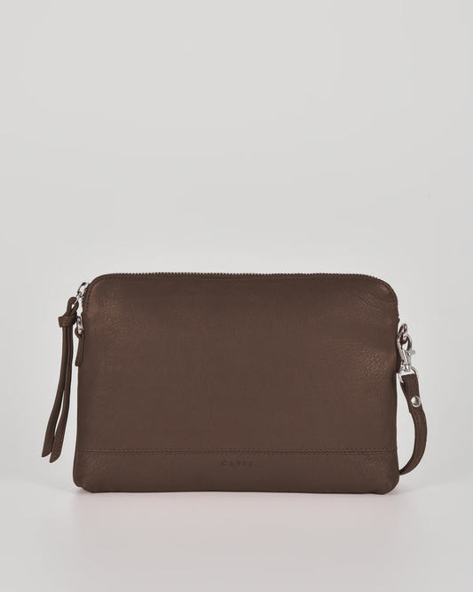 Gabee Holly Leather Crossbody Bag in Chocolate | Women's Handbags | Gretel Lane