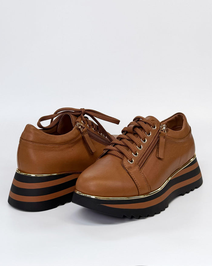 Alfie + Evie Hosting Women's Twin Zip Sneaker Tan Leather | Women's Footwear | Gretel Lane