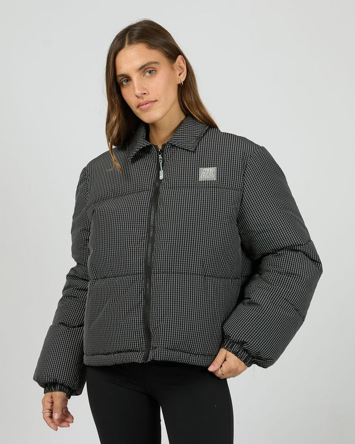 All About Eve In Check Puffer Jacket in Black and White Check | Women's Jackets | Gretel Lane