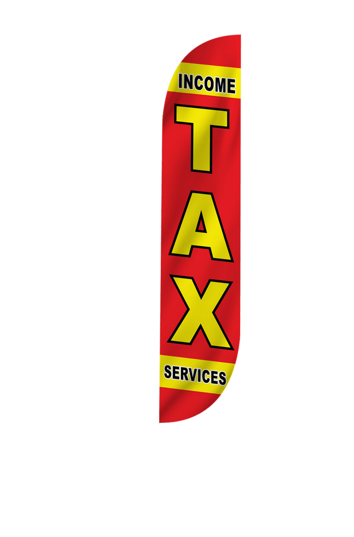 Income Tax Services Feather Flag in Red