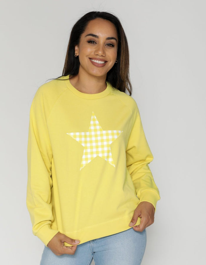 Women's Yellow Heart Sweatshirt | Ithica Cotton Jumper