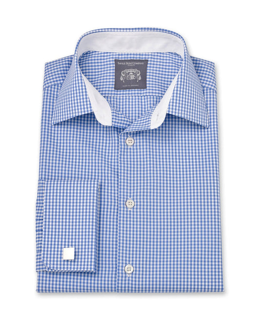 Made to measure blue gingham shirts online