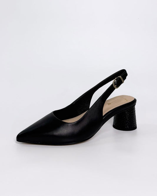 Black Leather Slingback Heel | Gretel Lane